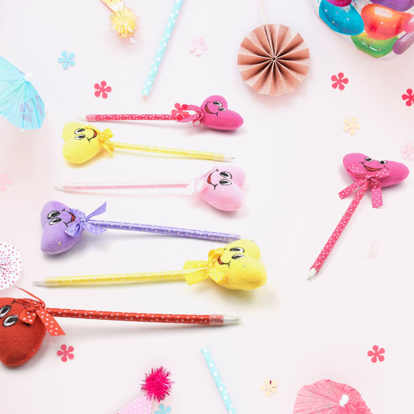 4292 Cute Cartoon Shape & Heart Design Facy Writting Pen Attached Rattle | Ball Pen Smooth Writing For Wedding , Events & Multiuse Pen  Best Pen l Use for Kids (12 Pcs Set Mix Design & Color)
