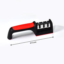 2051 Manual Red Knife Sharpener 3 Stage Sharpening Tool for Ceramic Knife and Steel Knives. 