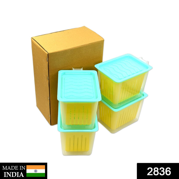 2836 Fridge Storage Containers with Handle Plastic Storage Container for Kitchen(4 Pcs Set) 