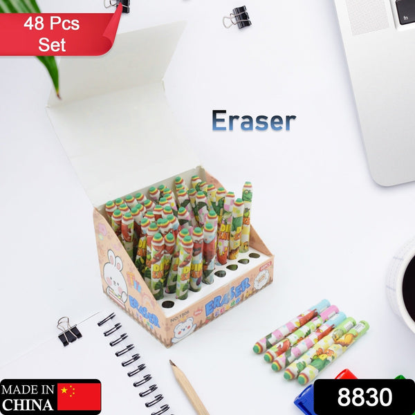 8830 Fancy Erasers for Kids in Different Shapes – Rainbow Erasers, Stationery Gift for Kids Pencil Shaped Eraser for Children School Kids/Birthday Return Gift for Children (48 Pcs Set)