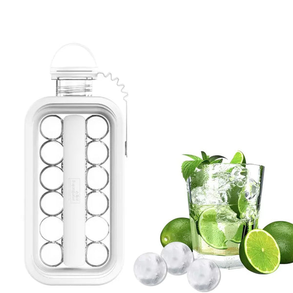 5359 Ice Tray, Foldable Ice Cube Molds with Lid,2-in-1 Ice Box, Ice Cube Speeder, Ice Ball Maker, Ice Cube Making Bottle,14-Ice Balls, For outing camping hiking 