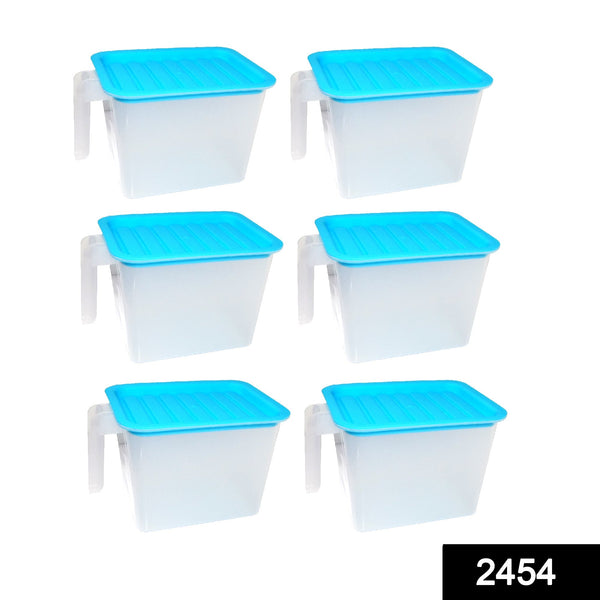 2454 Air Tight Unbreakable Big Size 1100 ml Square Shape Kitchen Storage Container (Set of 6) 